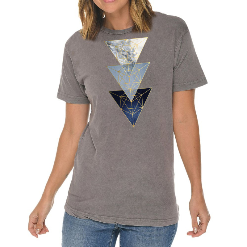 Navy And Gold 3 Triangles Vintage T-Shirt by akinwanaroa4 | Artistshot