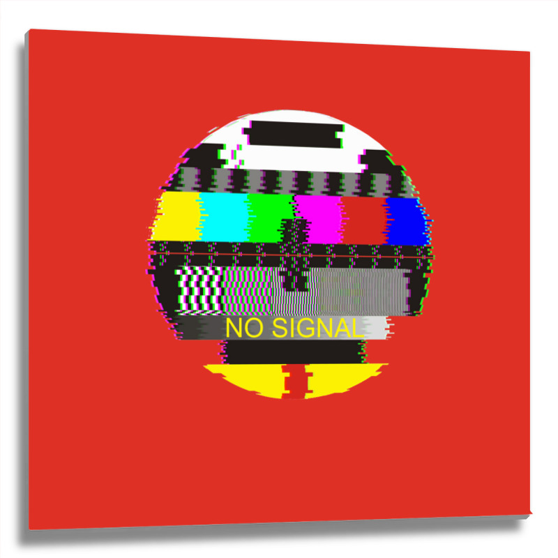 Retro Tv Test Card Glitched No Signal Metal Print Square | Artistshot