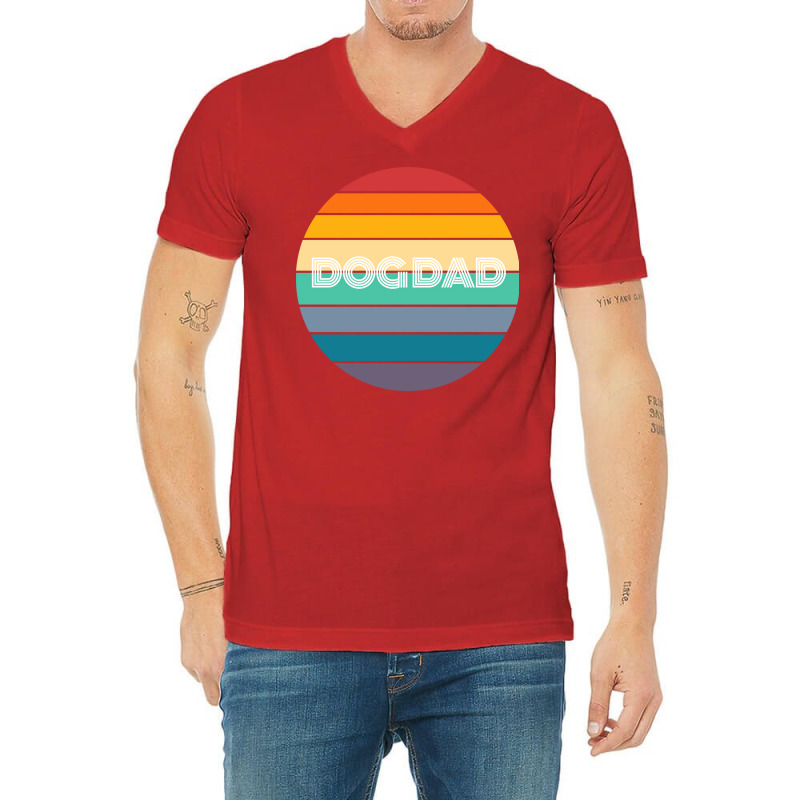 Rainbow Dog Dad Retro Vintage Love V-Neck Tee by azenirlongua | Artistshot