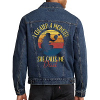 Softball Dad Fathers Day Vintage Boy Men Denim Jacket | Artistshot