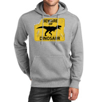 Damaged Beware Of Dinosaur Sign Girl Unisex Hoodie | Artistshot