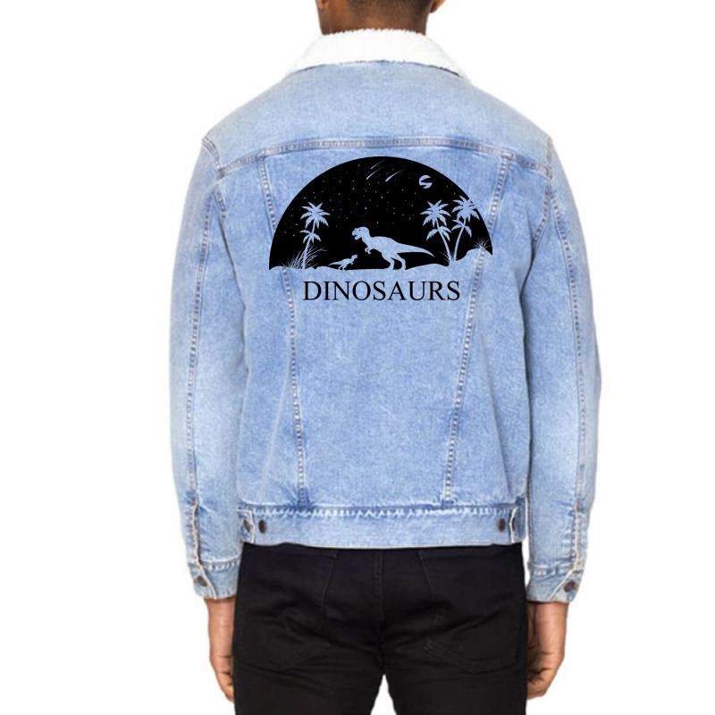 Dinosaurs Under The Stars 80s Unisex Sherpa-lined Denim Jacket | Artistshot