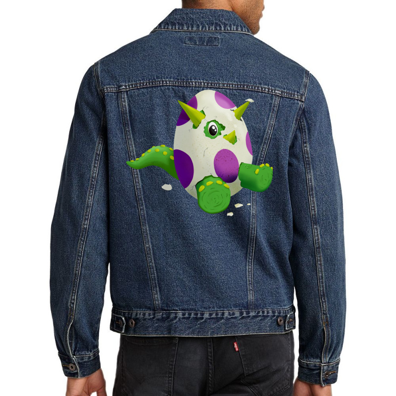 Cute Hatching Triceratops Egg Quote Men Denim Jacket | Artistshot