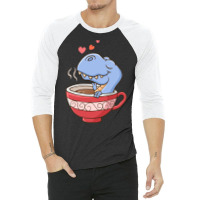 Cute Dinosaur Drinking Coffee Dinosaur Lover Costu 3/4 Sleeve Shirt | Artistshot