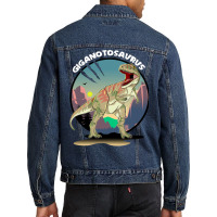 Giganotosaurus Dinosaur Design With Background Coo Men Denim Jacket | Artistshot