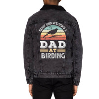 Funny Dad At Birding Fathers Day Gift Men Yellow Unisex Sherpa-lined Denim Jacket | Artistshot