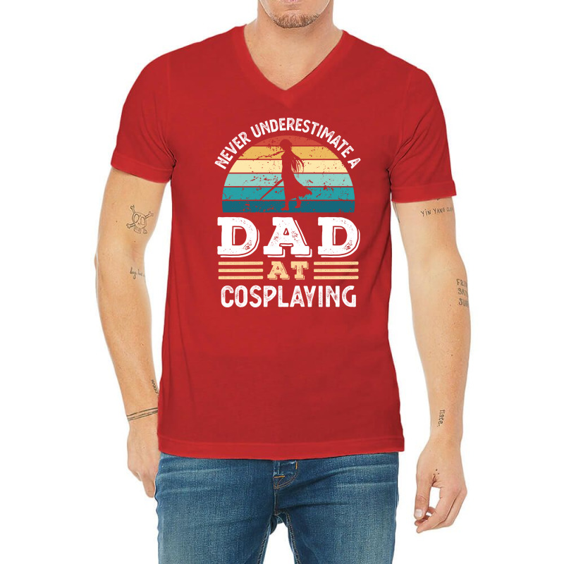 Funny Dad At Cosplaying Fathers Day Gift Men Green V-neck Tee | Artistshot