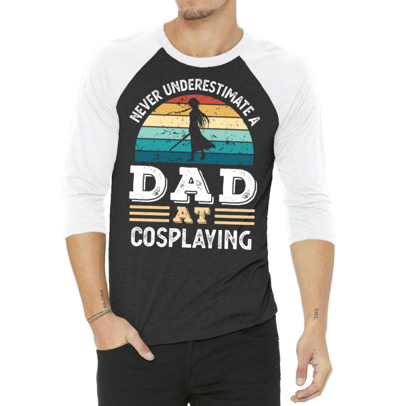 Funny Dad At Cosplaying Fathers Day Gift Men Green 3/4 Sleeve Shirt | Artistshot