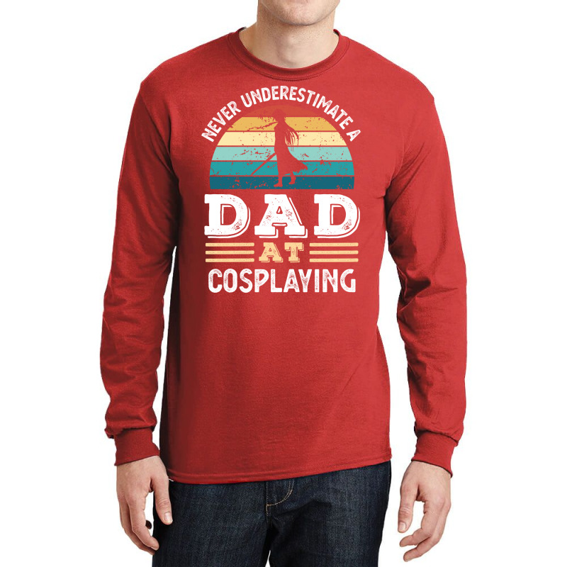 Funny Dad At Cosplaying Fathers Day Gift Men Green Long Sleeve Shirts | Artistshot