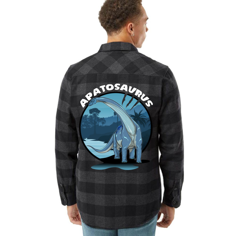 Apatosaurus Dinosaur Design With Background 70s Flannel Shirt | Artistshot