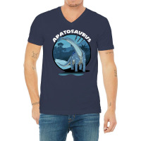 Apatosaurus Dinosaur Design With Background 70s V-neck Tee | Artistshot