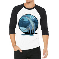 Apatosaurus Dinosaur Design With Background 70s 3/4 Sleeve Shirt | Artistshot