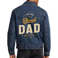 I Am One Blessed Dad Funny Ather Grandpa Hippie Men Denim Jacket | Artistshot