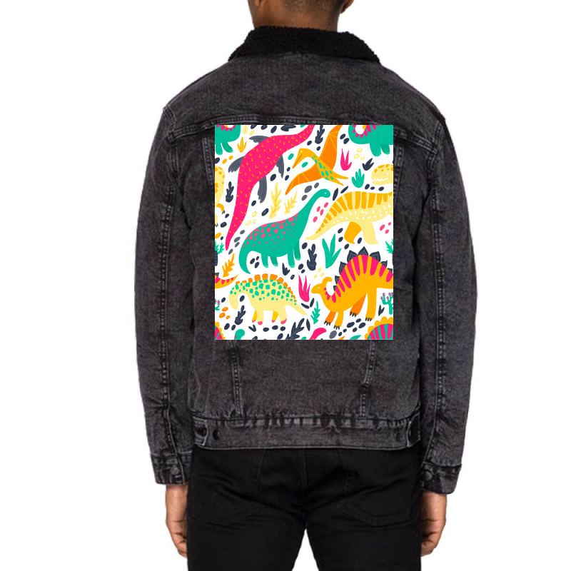 Bright Dinosaurs Hippie Unisex Sherpa-lined Denim Jacket | Artistshot