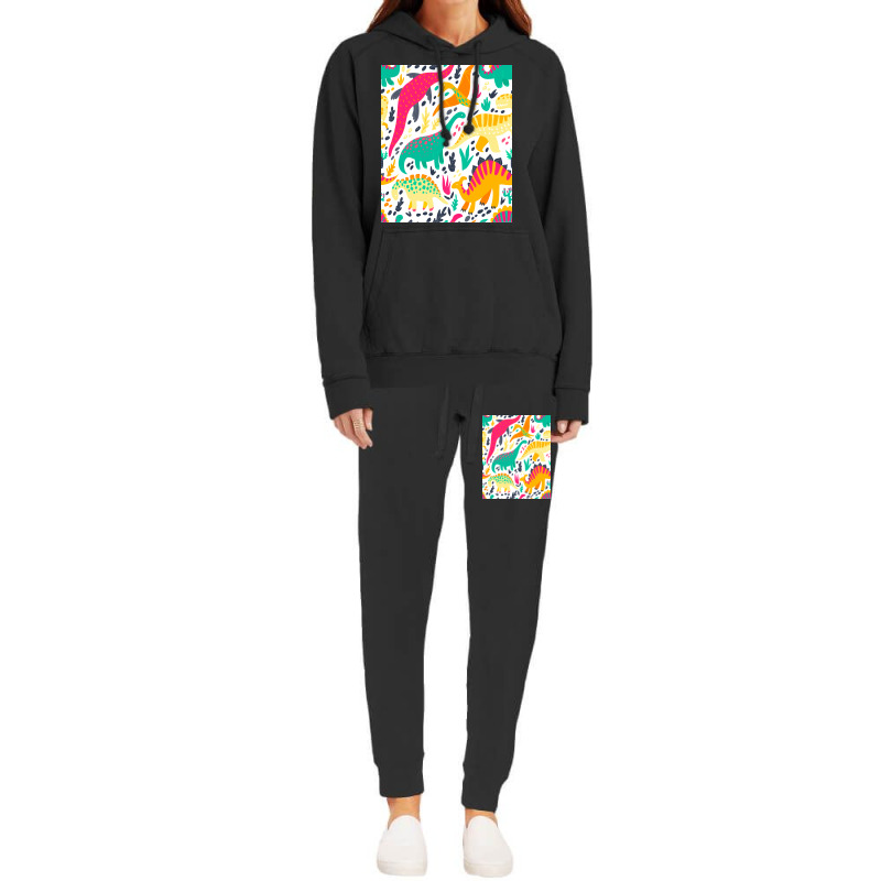 Bright Dinosaurs Hippie Hoodie & Jogger Set | Artistshot