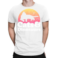 Cats And Dinosaurs Gift For Men Women Kids Red T-shirt | Artistshot