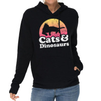 Cats And Dinosaurs Gift For Men Women Kids Red Lightweight Hoodie | Artistshot