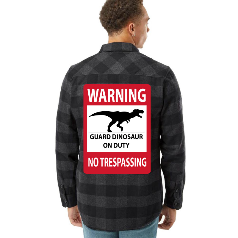 No Trespassing Tyrannosaurus Sign Yellow Flannel Shirt | Artistshot