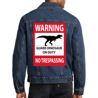 No Trespassing Tyrannosaurus Sign Yellow Men Denim Jacket | Artistshot