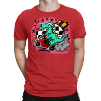 Dino Scoot Blue T-shirt | Artistshot