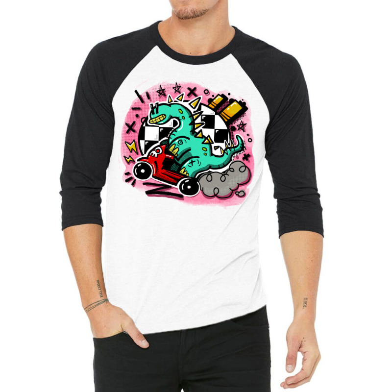 Dino Scoot Blue 3/4 Sleeve Shirt | Artistshot