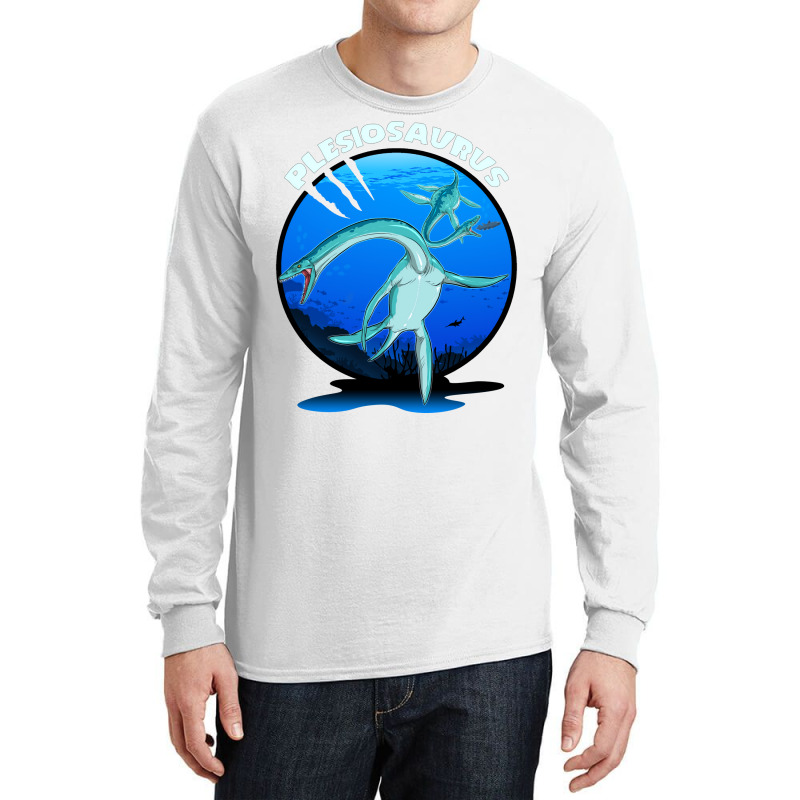 Plesiosaurus Prehistoric With Background Nostalgia Long Sleeve Shirts | Artistshot