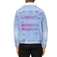 Funny Therapy Information Technology Blue Unisex Sherpa-lined Denim Jacket | Artistshot