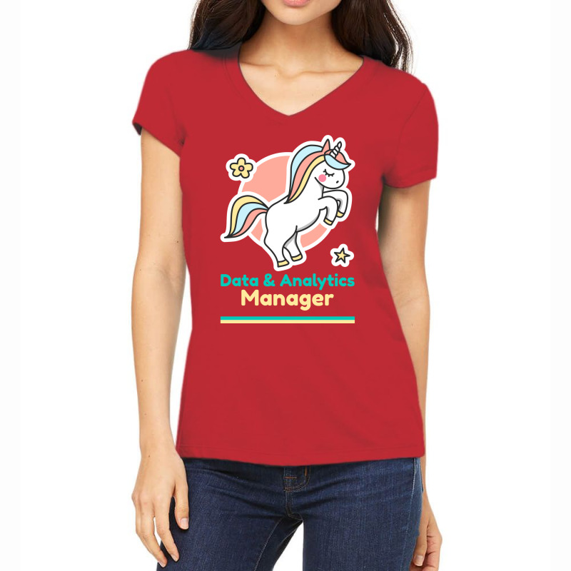 Calm Data Analytics Manager Red Women's V-Neck T-Shirt by saloteatyame0 | Artistshot