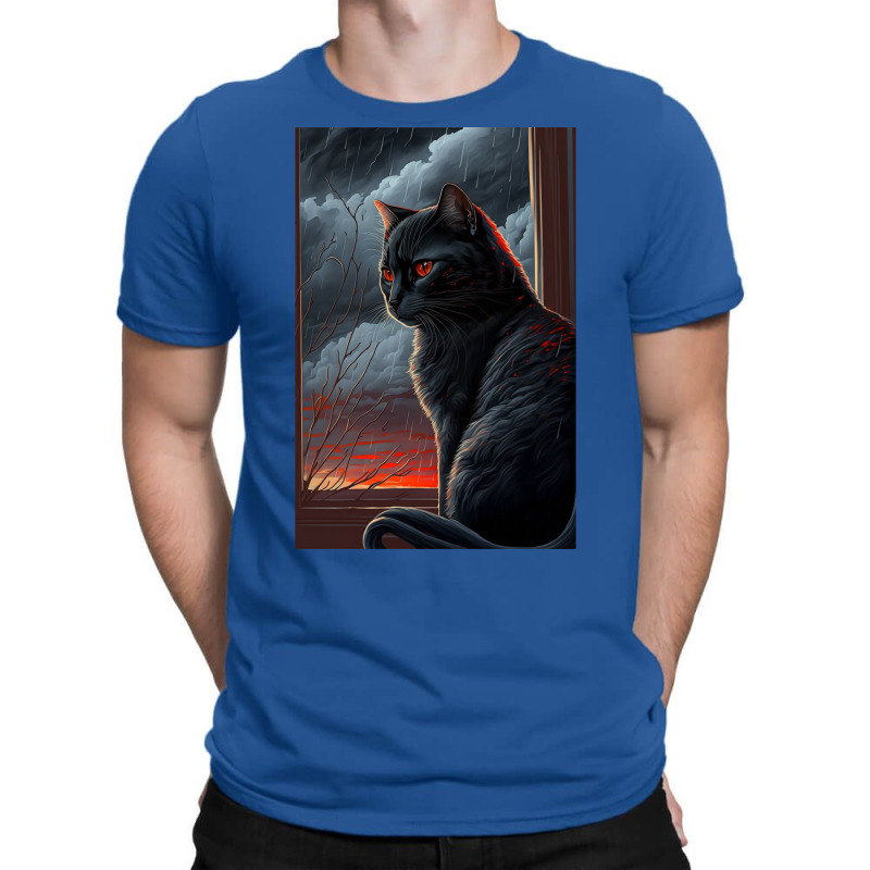 A Black Cat With Red Stripes Travel T-shirt | Artistshot