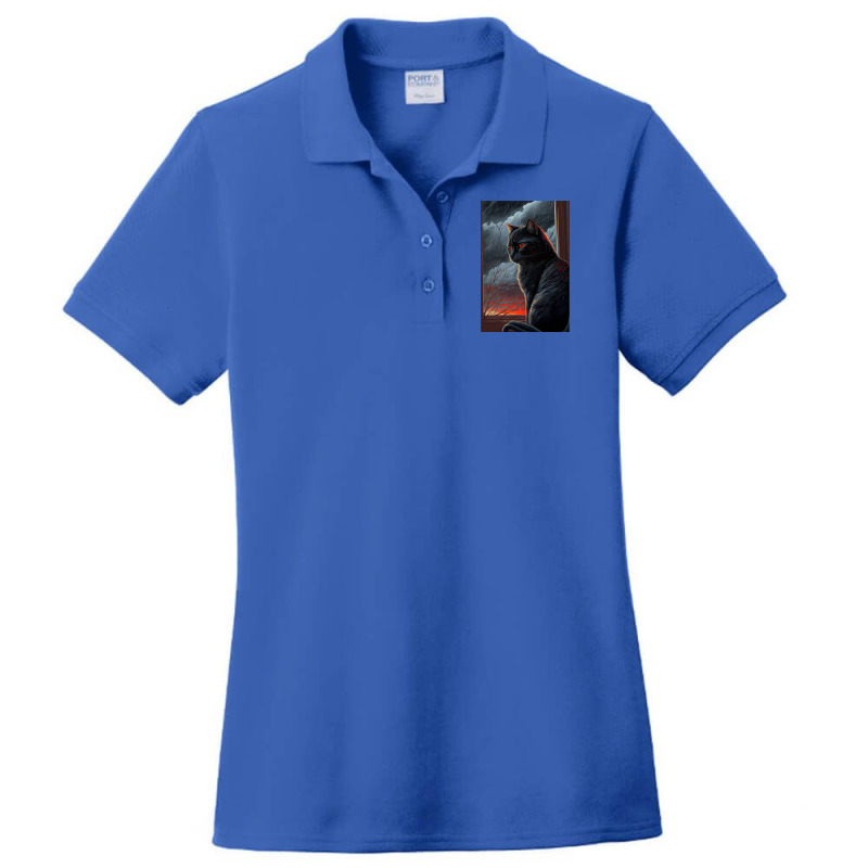 A Black Cat With Red Stripes Travel Ladies Polo Shirt by junakifumotof | Artistshot