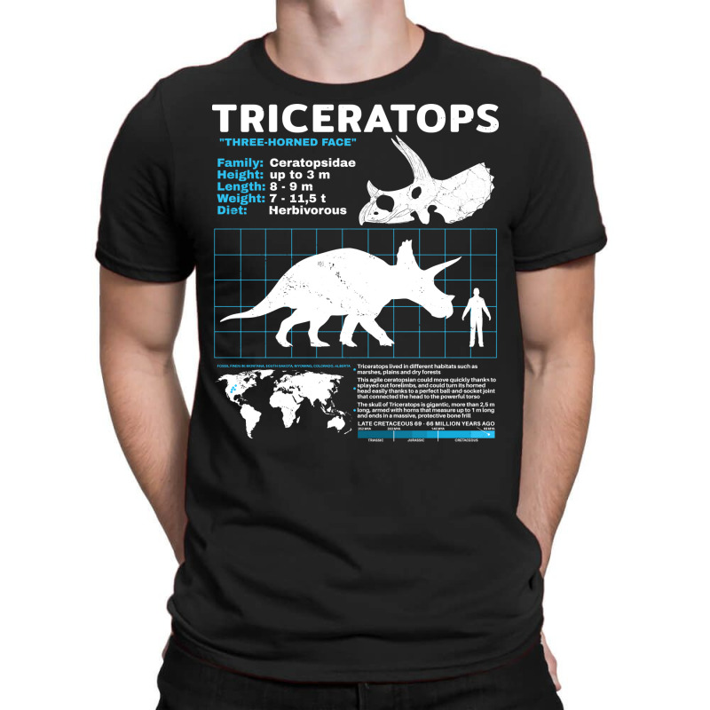 Triceratops Fact Sheet Green T-shirt | Artistshot