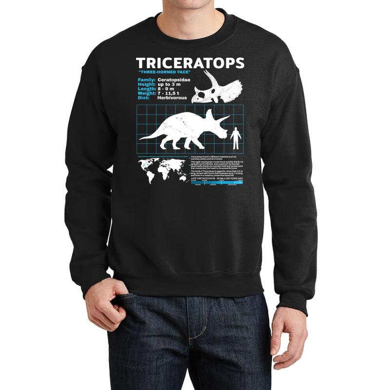 Triceratops Fact Sheet Green Crewneck Sweatshirt | Artistshot