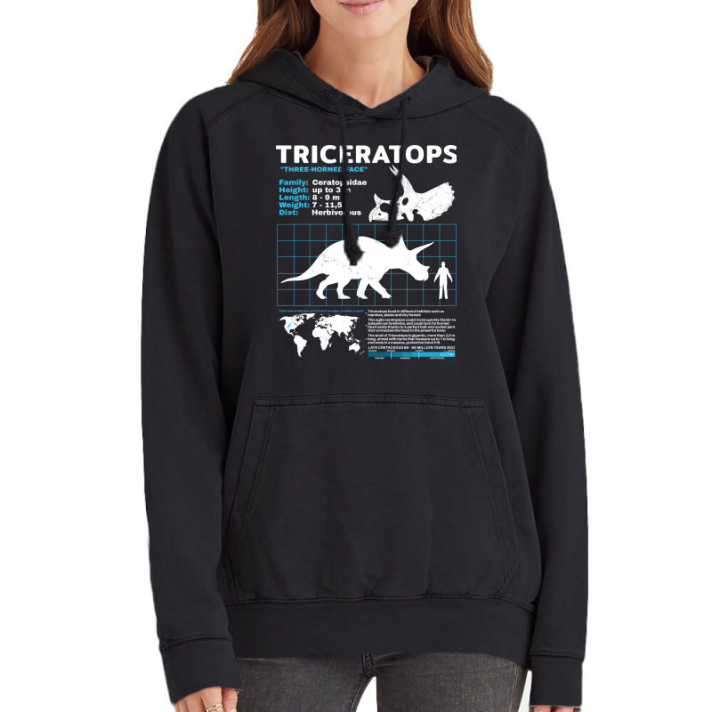 Triceratops Fact Sheet Green Vintage Hoodie | Artistshot