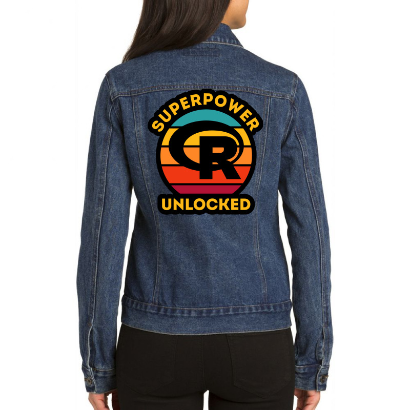 Superpower Unlocked Love Ladies Denim Jacket by aploonennial | Artistshot