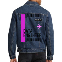 Plane Ticket Pocket Design Data Engineer Retro Men Denim Jacket | Artistshot