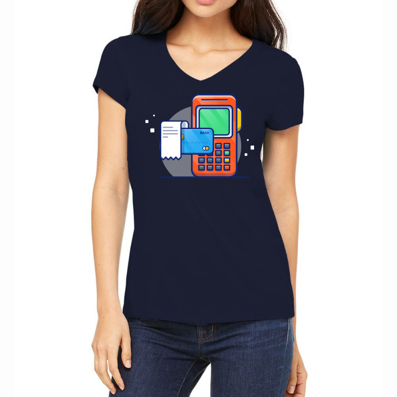 Electronic Data Capture Receipt And Bank Card Cart Women's V-Neck T-Shirt by onkeimbomat | Artistshot