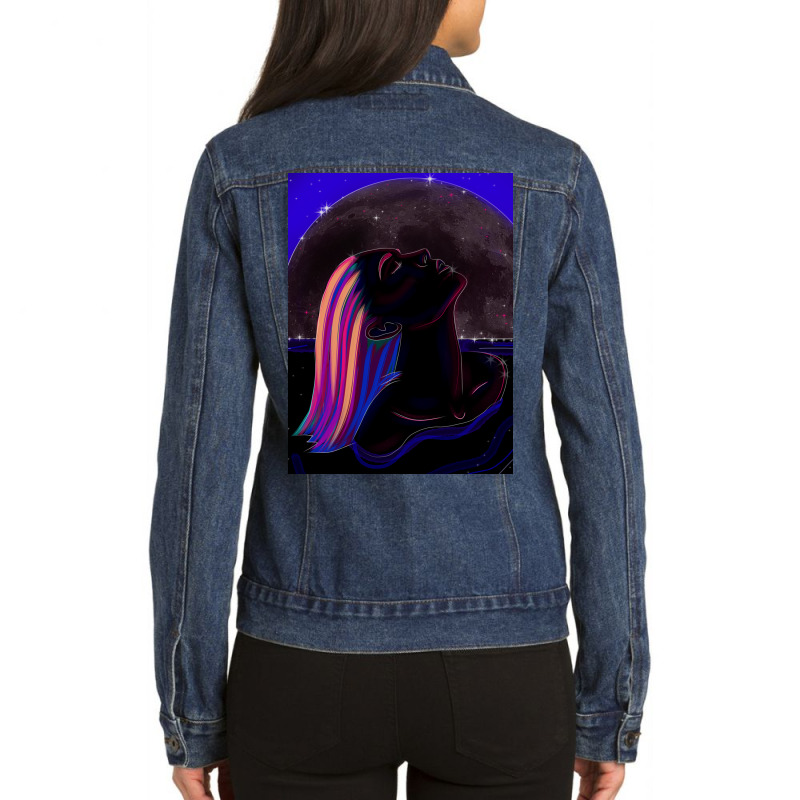 Star Night Girl Ladies Denim Jacket by lainylodoq | Artistshot