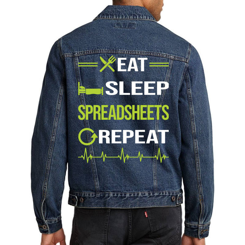 Funny Eat Sleep Repeat Spreadsheet Spreadsheets Qu Men Denim Jacket | Artistshot