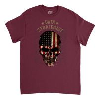 Data Strategist Watercolor Skull In American Flag Classic T-shirt | Artistshot