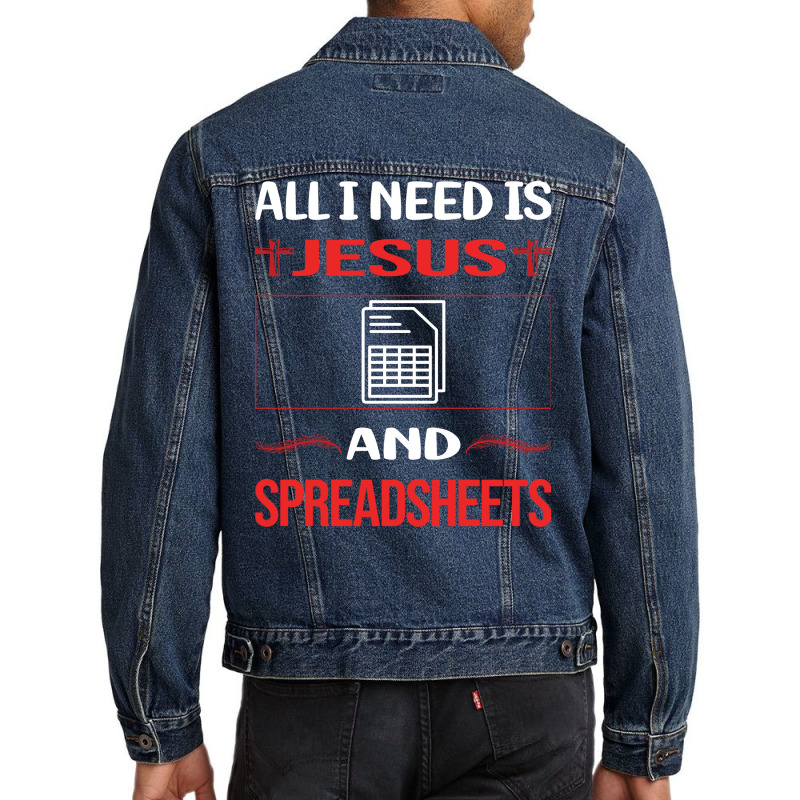 Funny Jesus Spreadsheet Spreadsheets Girl Men Denim Jacket | Artistshot