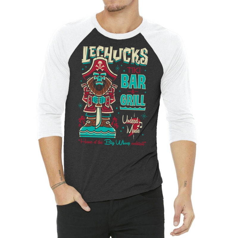 Lechucks Tiki Bar   Monkey Island   Retro Video Ga 3/4 Sleeve Shirt by eventslumjac | Artistshot