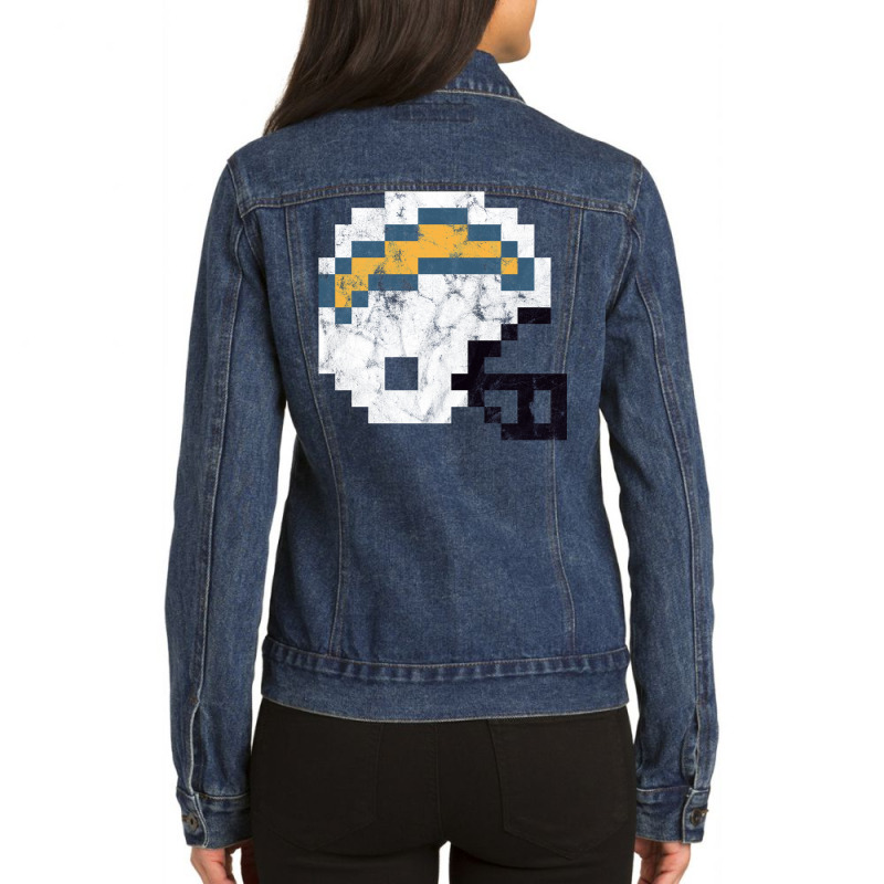 La Chargers Distressed Football Helmet Ladies Denim Jacket by xguelezzi8 | Artistshot