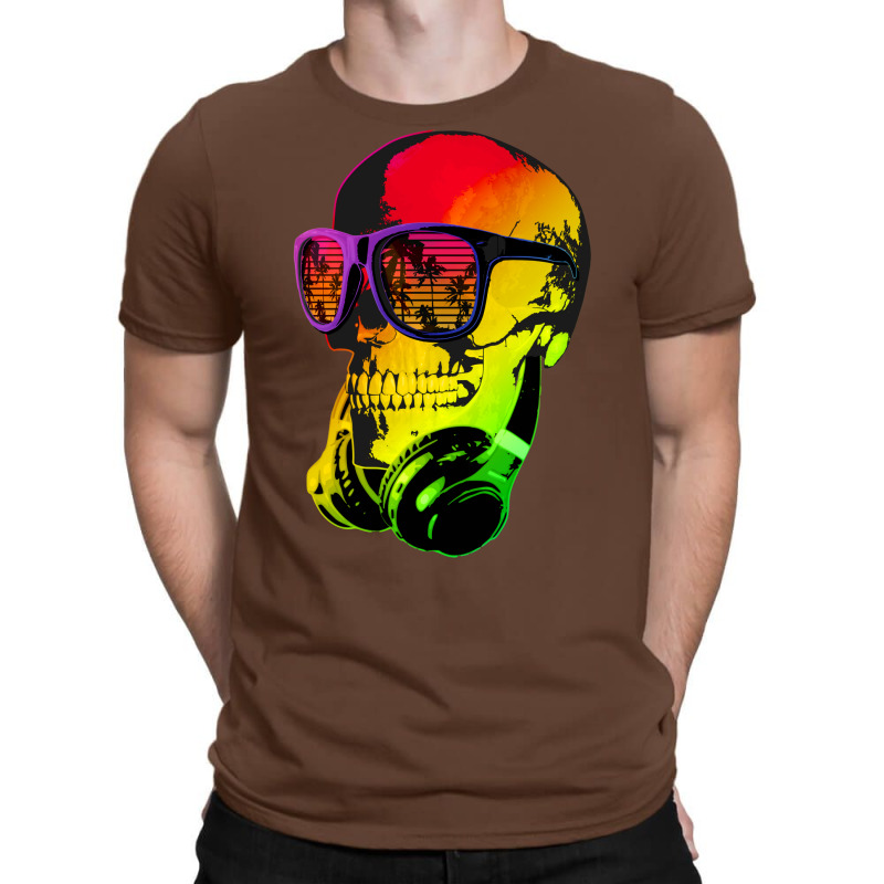 Music Skull   Cool Funny Headphones Dj 1 T-Shirt by delhayeidai | Artistshot