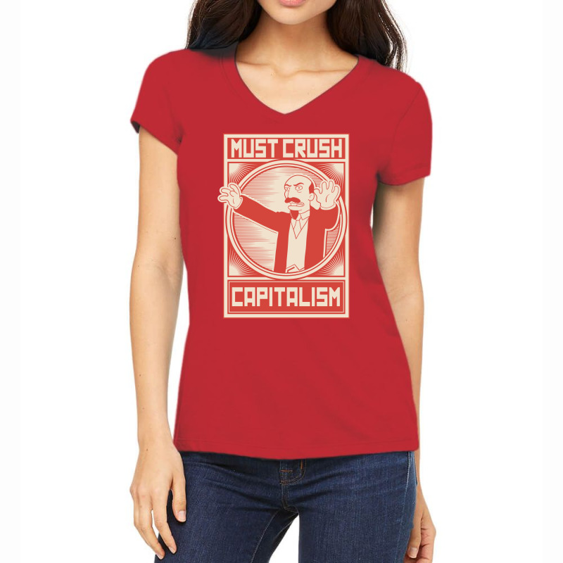 Must Crush Capitalism Women's V-Neck T-Shirt by delhayeidai | Artistshot