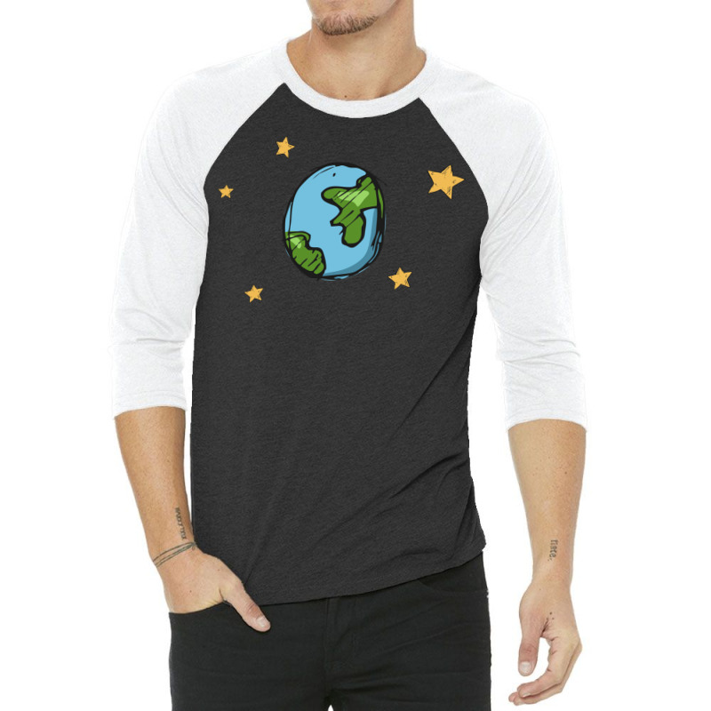 Earth Cartoon Blue 3/4 Sleeve Shirt by howedatooruu | Artistshot