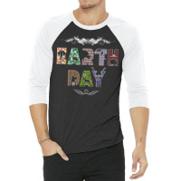 Earth Day Hipster Red 3/4 Sleeve Shirt | Artistshot