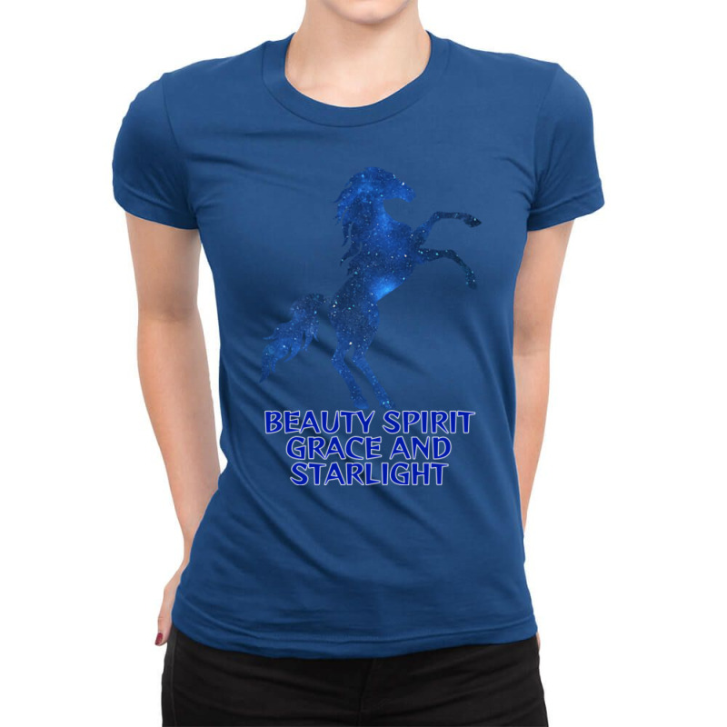 Midnight Sapphire Blue Starry Night Sky Milky Way Ladies Fitted T-Shirt by dajonfonisev | Artistshot