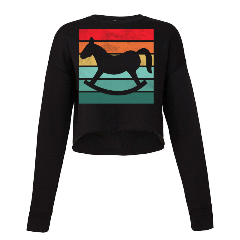 Girls Horse Riding  Vintage Retro Blue Nature Cropped Sweater by albairshizt | Artistshot