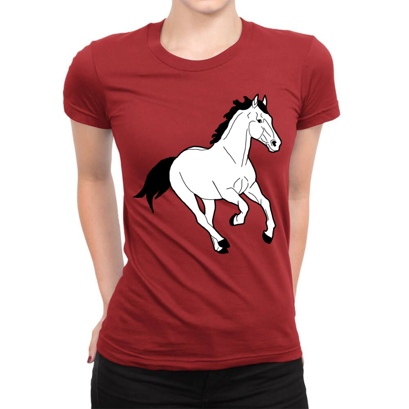 Horse Line Drawing Nature Ladies Fitted T-Shirt by smakmayteo | Artistshot