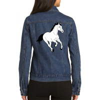 Horse Line Drawing Nature Ladies Denim Jacket | Artistshot